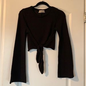 Urban outfitters cropped waist tie sweater with bell sleeves